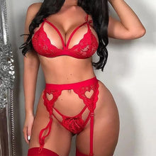 Load image into Gallery viewer, Sexy Red Lace Lingerie Underwear Set