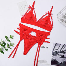 Load image into Gallery viewer, Sexy Red Lace Lingerie Underwear Set